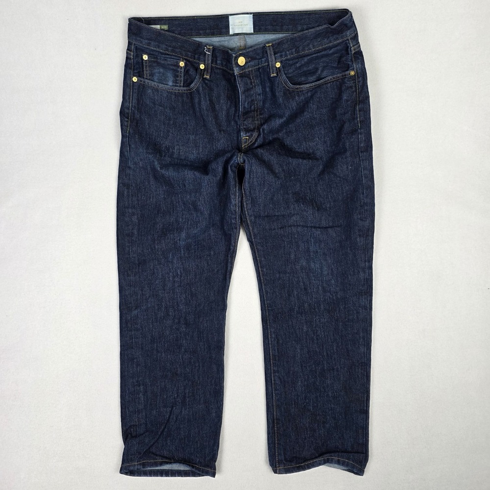 Sid Mashburn Jeans Mens 38x32 Fits 38x26 Short Blue Denim Button Fly Made In USA
